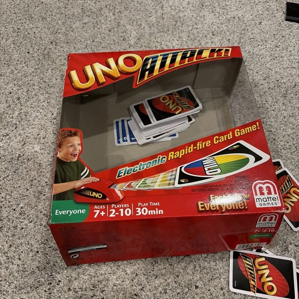 UNO ATTACK Card Game Mattel 2003 Electronic Launcher Complete With Batteries